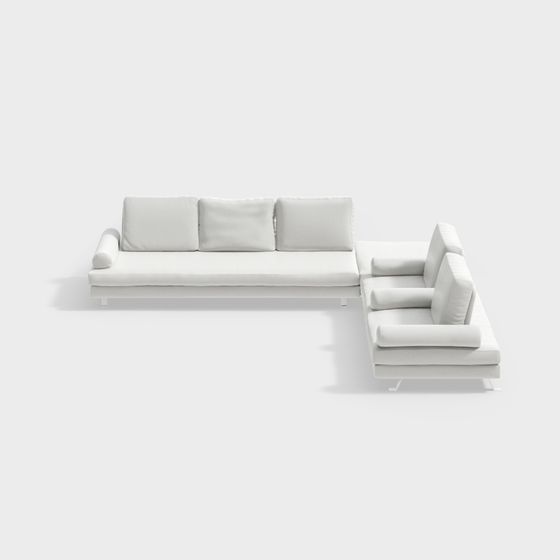 Minimalist Low-Poly White Sofa 3D model