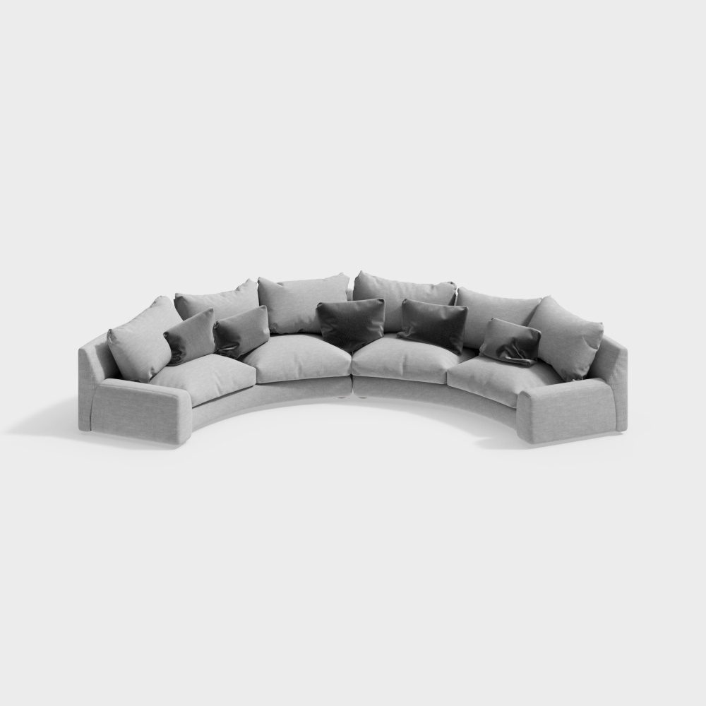 Elegant Half-Circle Sofa 3D model
