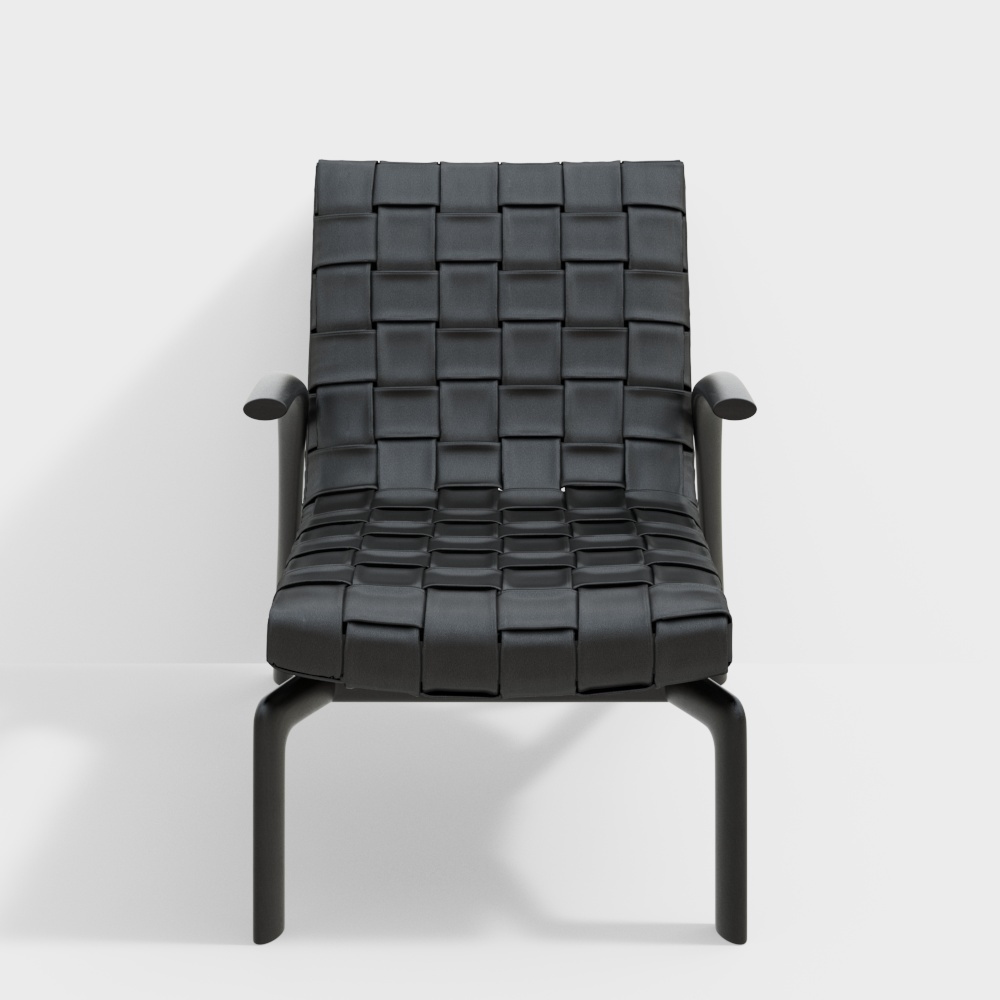 Black Single Sofa 3D Model – Modern Leather Seat