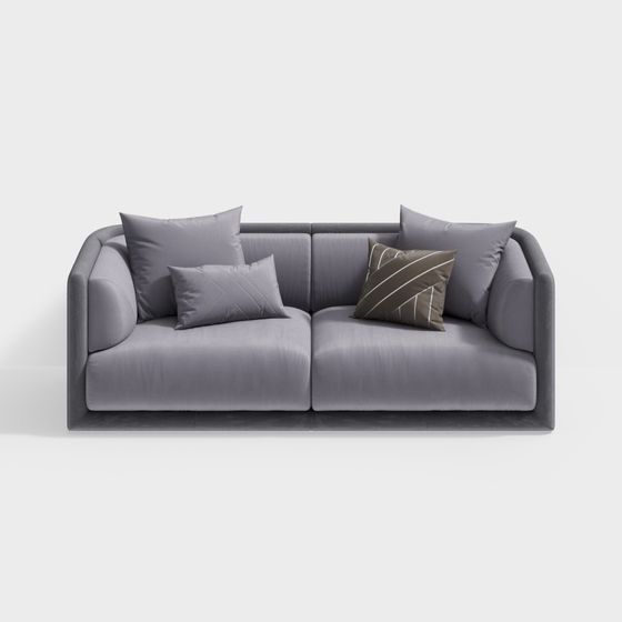 Elegant Gray Low-Polygon Sofa 3D model for Creative Spaces
