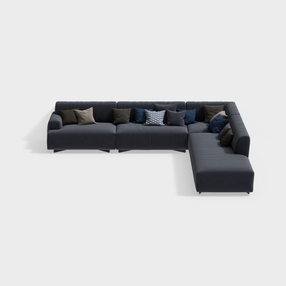 Stylish Low-Poly Sofa 3D model for Modern Interiors