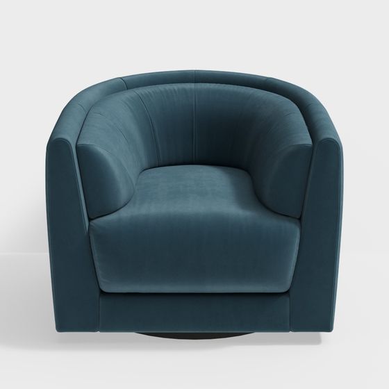 Chic Peacock Blue Velvet Chair 3D model for Modern Spaces