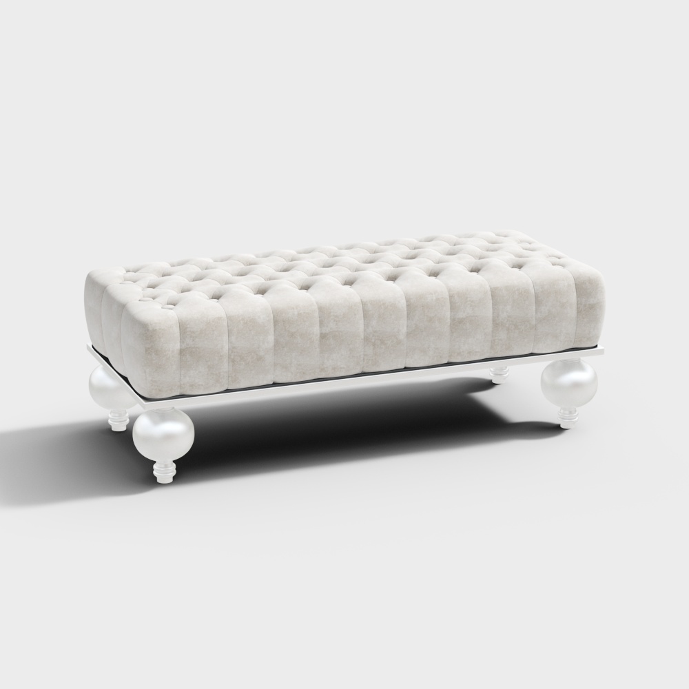 Classic Suede Ottoman 3D model