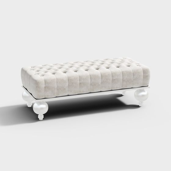 Classic Suede Ottoman 3D model