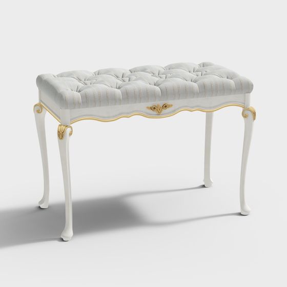 Rococo Style Vanity Stool 3D Model