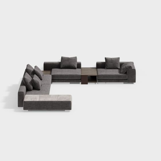 Elegant Low-Polygon Sofa 3D model for Contemporary Spaces