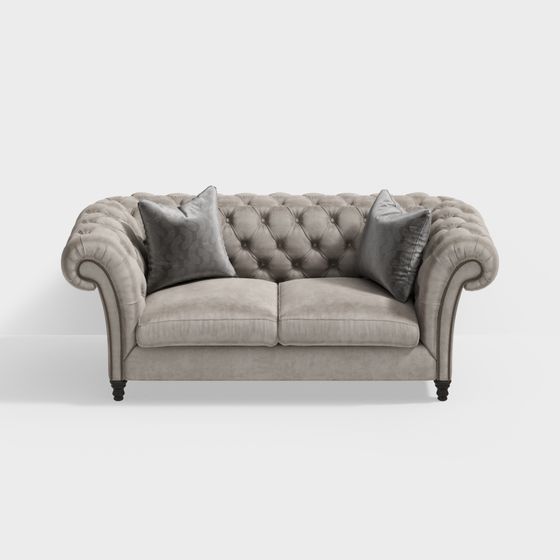 European Neoclassic Beige Sofa 3D Model