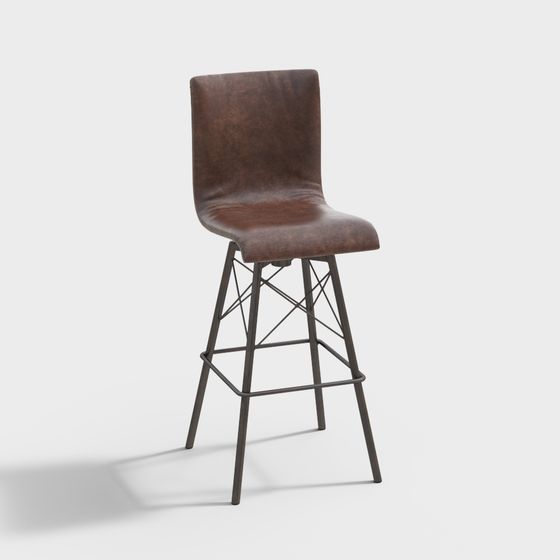 Industrial-Style 3D Model Bar Stool