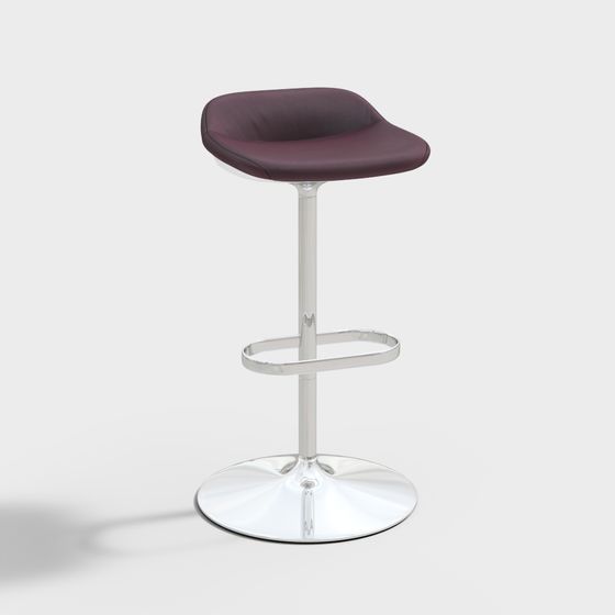 Sleek Modern Bar Stool 3D model