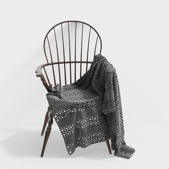 Vintage Chair and Blanket 3D model