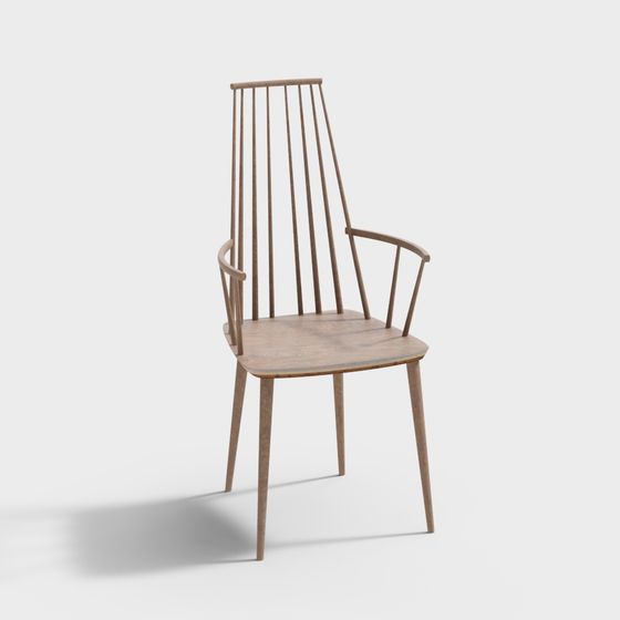 Nordic Style High-Back Armchair 3D model