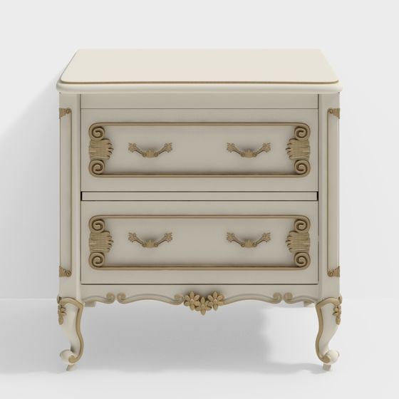 Contemporary Earth Color Bedside Cupboard 3D Model