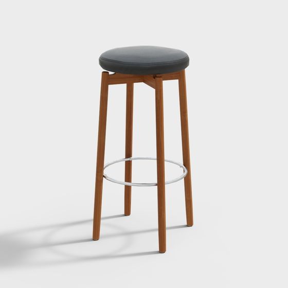 Wooden Bar Stool 3D model for Modern Interiors
