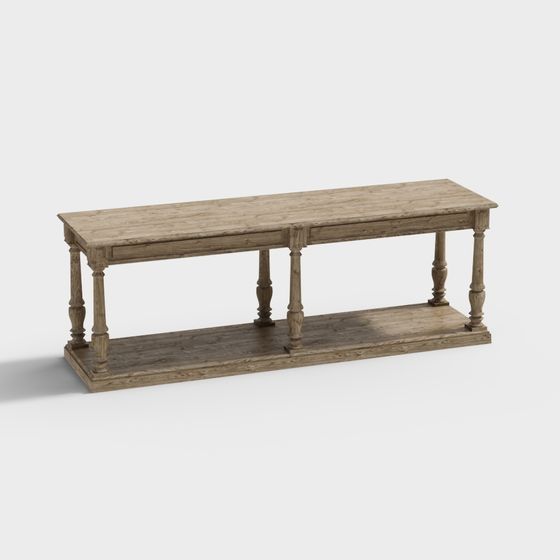 Rustic Long Table 3D model for Creative Projects