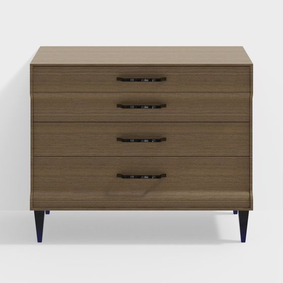 Minimalist Wooden Drawer Cabinet 3D model
