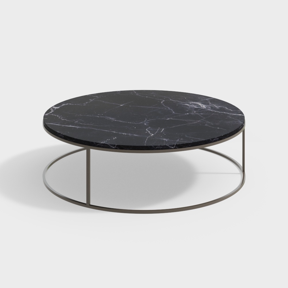 Elegant Black Marble Round Table 3D model