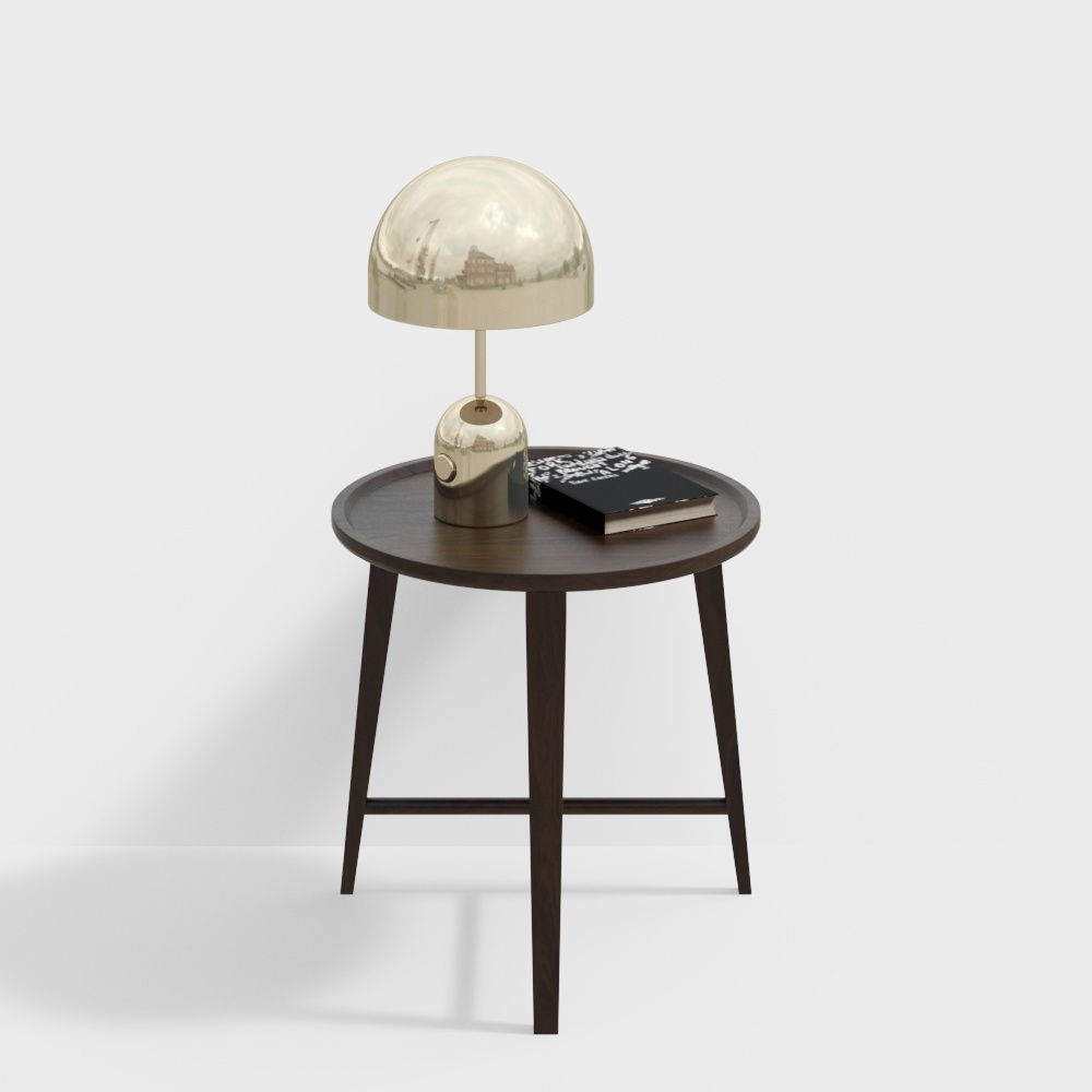 Minimalist Side Table with Metal Lamp 3D Model