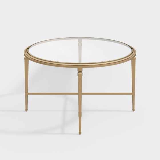 Elegant Round Glass Coffee Table 3D Model