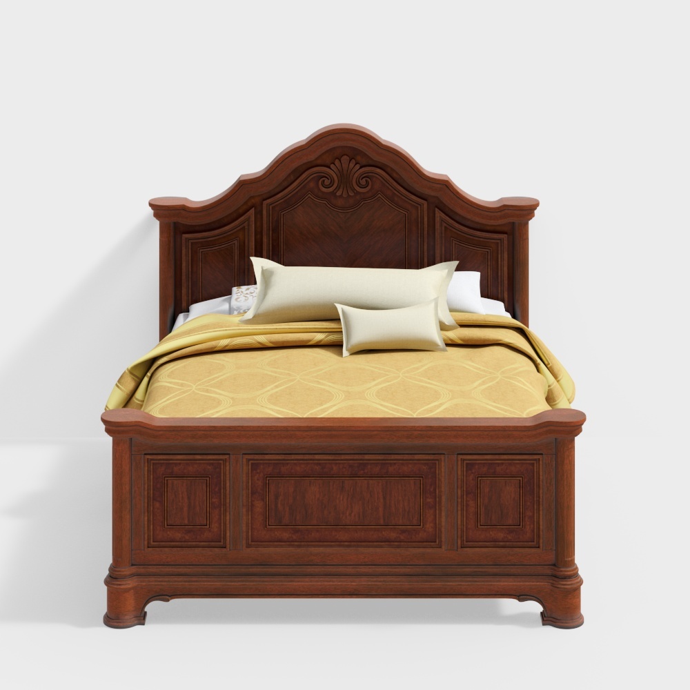 Elegant Low-Polygon Bed 3D model