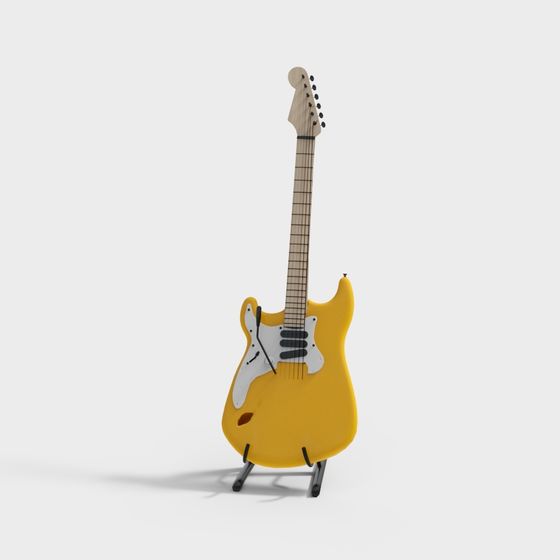 Vibrant Yellow Electric Guitar 3D model