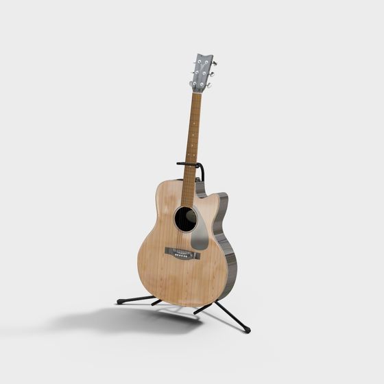 Elegant Low-Polygon 3D Guitar Model