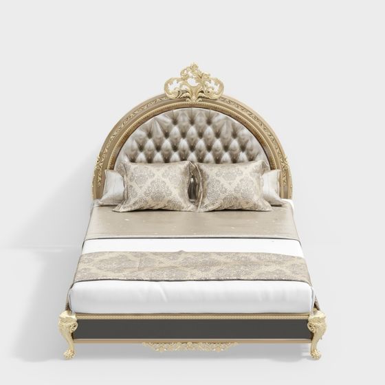 Elegant Low-Poly Bed 3D Model