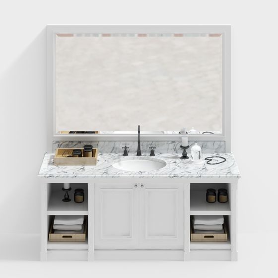 Elegant Low-Poly Bathroom Cabinet 3D model