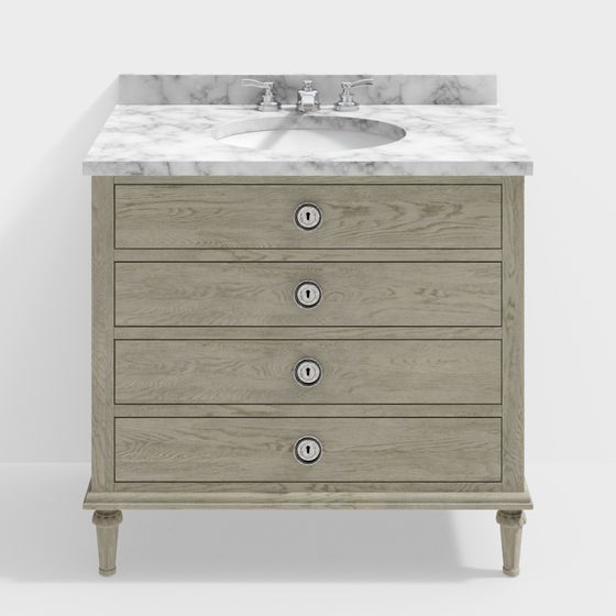 Elegant Low-Poly Bathroom Vanity 3D model