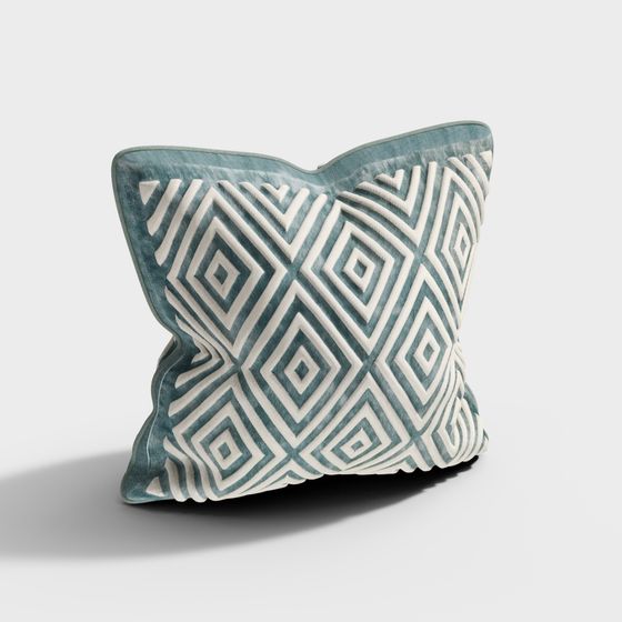 Geometric Velvet Pillow 3D model