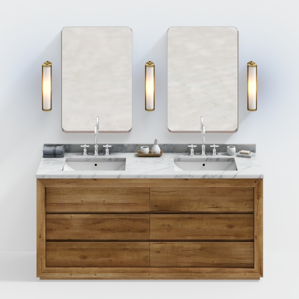 meuble double vasque en chêne pour salle de bain