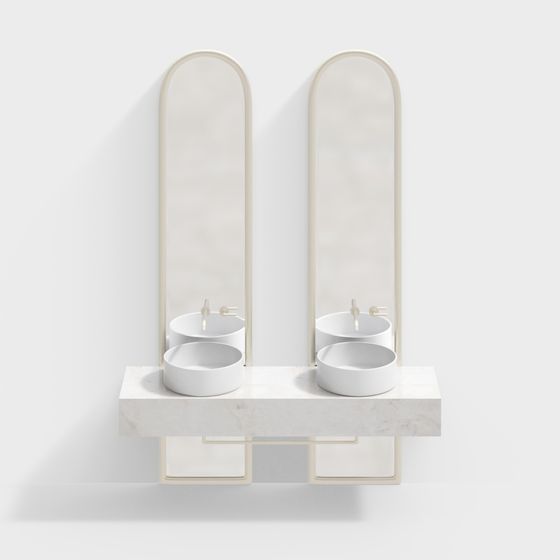 Elegant Double Sink Vanity 3D model for Modern Interiors