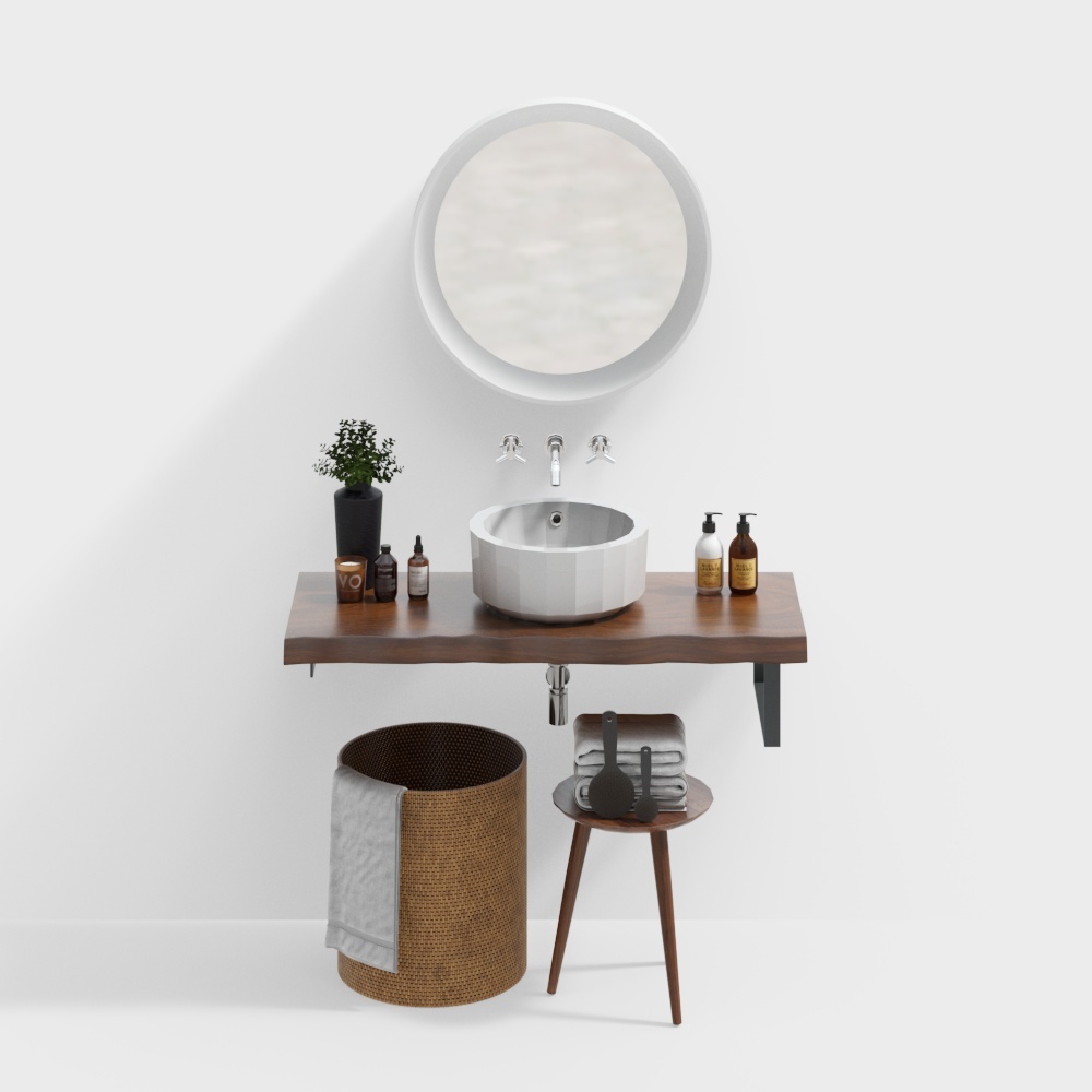 Stylish Bathroom Cabinet 3D model for Modern Interiors