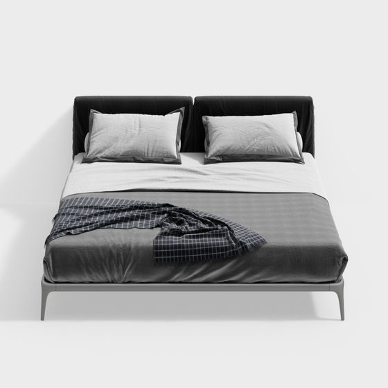 Modern Minimalist 3D Bed Model for Serene Spaces