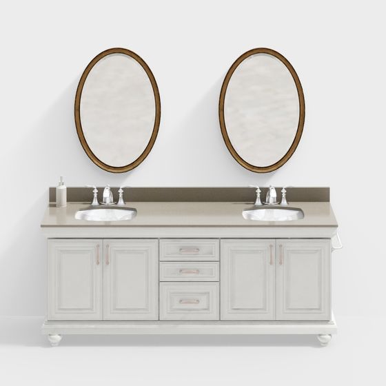 Elegant Double Vanity Bathroom Cabinet 3D model
