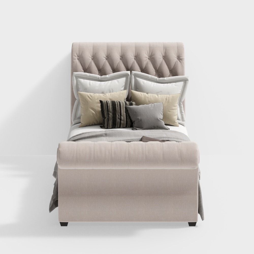 Elegant Low-Polygon Bed 3D model for Modern Interiors