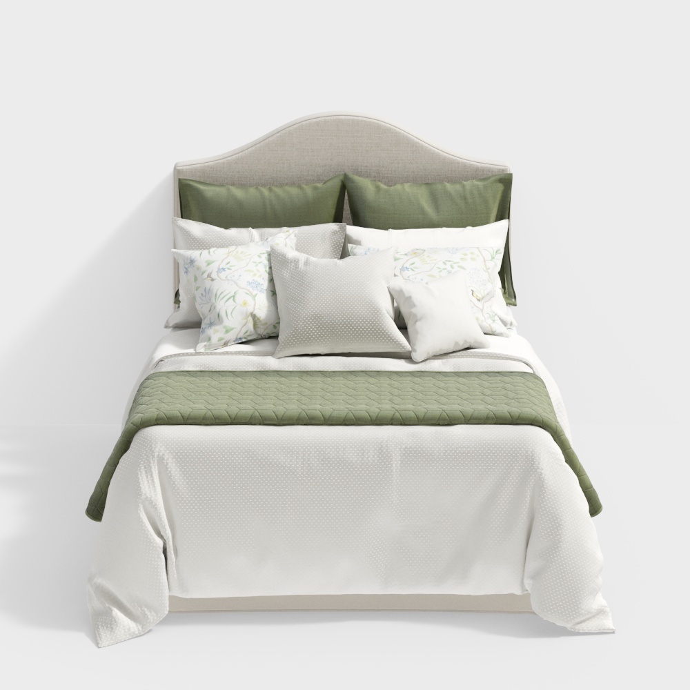 Natural Aesthetic Bed 3D Model – Modern Cozy Design
