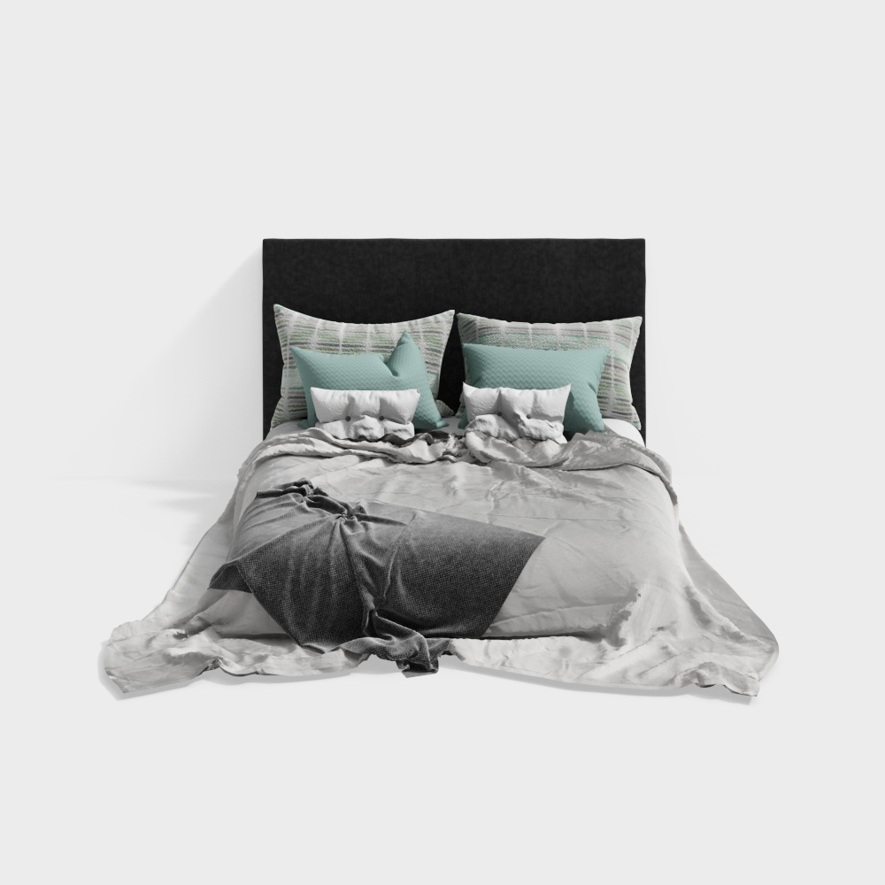 Stylish Low-Polygon Bed 3D Model – Modern Interior Design