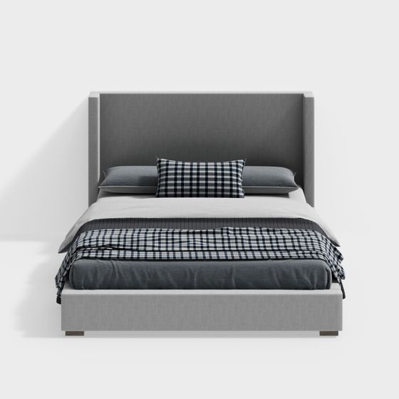 Stylish Modern Bed 3D model for Tranquil Spaces