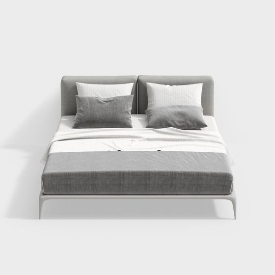 Sleek POLIFORM PARK Bed 3D Model in Gray