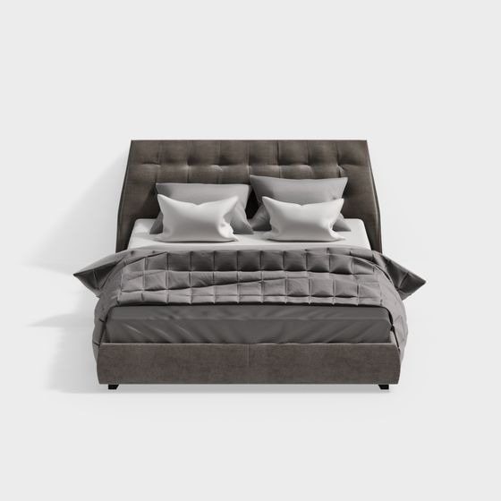 Stylish Gray Bed 3D model for Modern Interiors