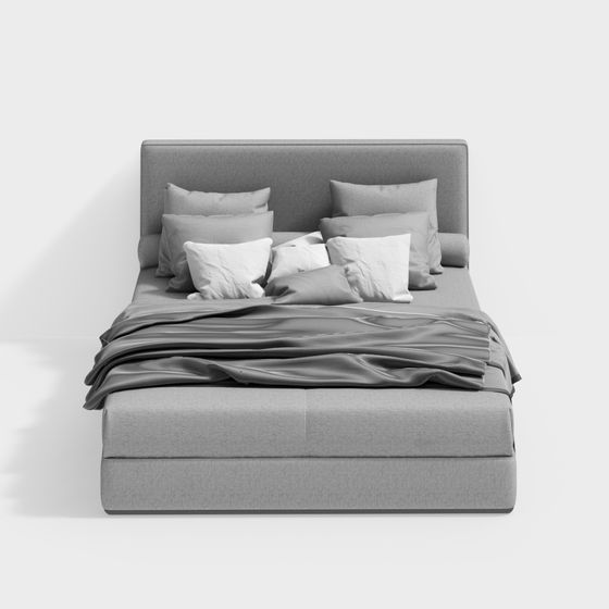 Stylish Minimalist 3D Bed Model for Modern Spaces