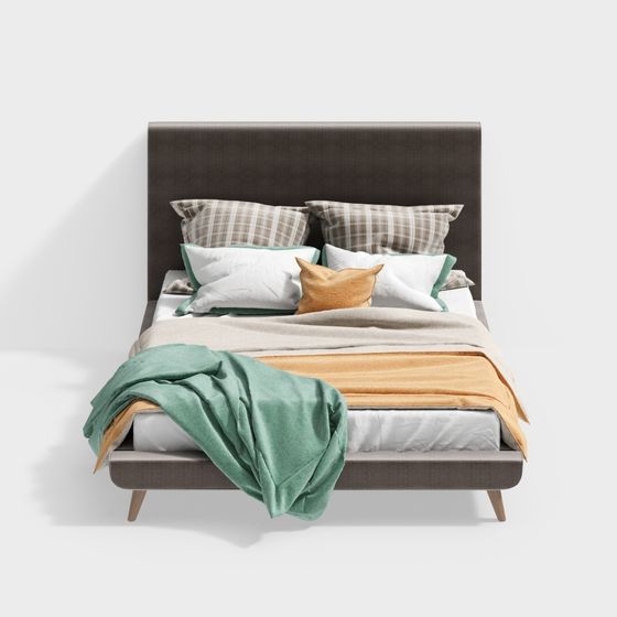 Elegant Low-Poly Bed 3D model for Modern Interiors