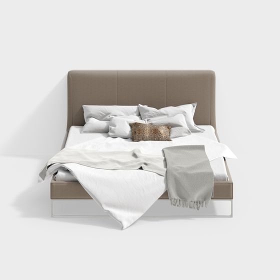 Elegant Minimalist Bed 3D model for Modern Interiors