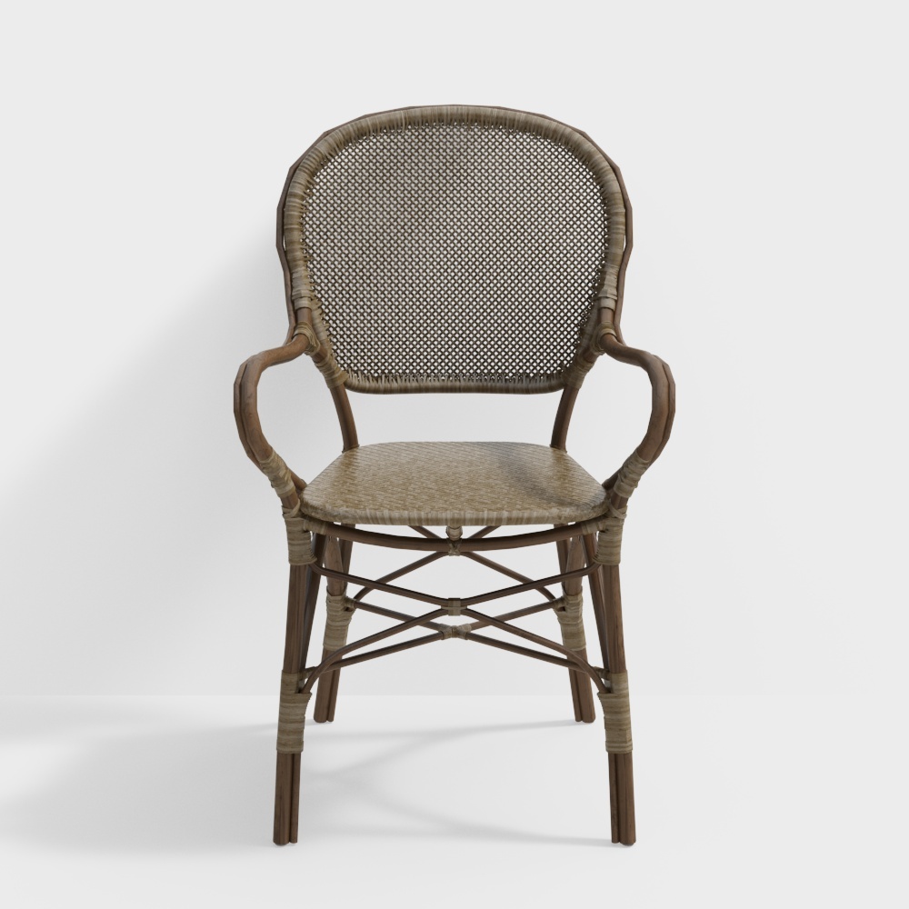 Vintage Rattan Chair 3D Model – Classic Woven Design