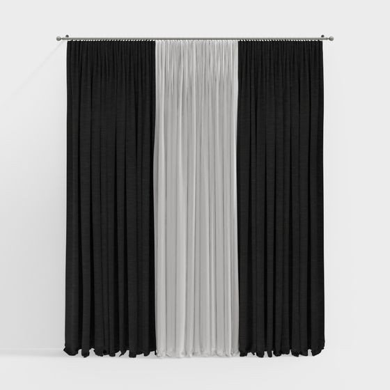 Elegant Low-Poly Curtain 3D Model