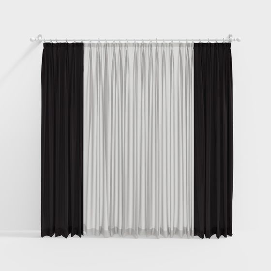 Elegant Low-Polygon Curtain 3D model