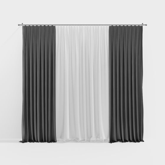 Modern Curtain Panel Set 3D model