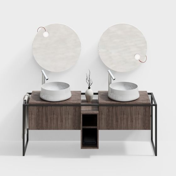 Modern Dual Sink Vanity 3D model