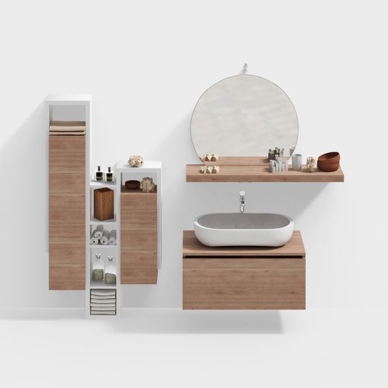 Elegant Modern Bathroom 3D model Set