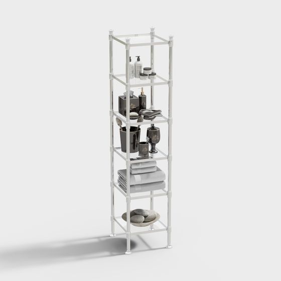 Chic Bathroom Shelf 3D Model for Contemporary Homes